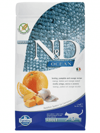 Farmina N&D Cat Ocean pumpkin herring&orange adult, для взрослых кошек, Беззерновой, Сельдь, тыква и апельсин, 300 г