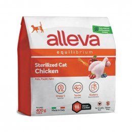 Корм Alleva, для кастрированных и стерилизованных кошек, с курицей, Equilibrium, 400 г