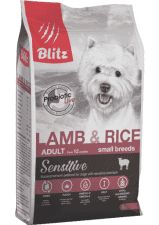 Корм BLITZ ADULT SMALL Breeds Lamb&Rice, для собак мелких пород с чувствительным пищеварением, Ягненок, 500 г