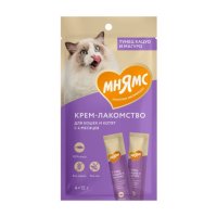 Лакомство Мнямс Крем-лакомство для кошек с тунцом Кацуо и Магуро, 4х15 г