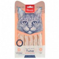 Лакомство Wanpy Cat для кошек «нежное пюре» из тунца и лосося, 5 шт