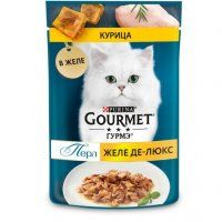 Пауч Гурмэ Перл Желе-Де-Люкс для кошек, с курицей в желе, 75 г
