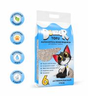Наполнитель DOYZER TOFU, соевый комкующийся, активированный уголь 2,5 кг (6 л)