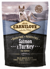 Корм Carnilove для щенков всех пород, беззерновой, с лососем и индейкой, Salmon & Turkey for Puppies, 1,5 кг