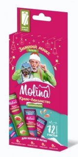 Лакомства Molina Зимний микс для кошек, микс функциональных крем-лакомств, 6 штх12 г