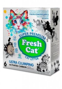 Бентонитовый комкующийся наполнитель, Fresh Cat Активированный уголь, 5,16 кг (6 л)