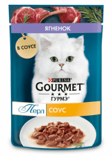 Пауч Gourmet Perle для взрослых кошек, с ягненком в соусе, 75 г