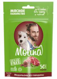 Лакомство Molina для собак всех пород и щенков, Медальоны из говядины, 50 г