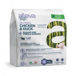 Корм Alleva, для кастрированных и стерилизованных кошек, с курицей и уткой, Holistic, 400 г
