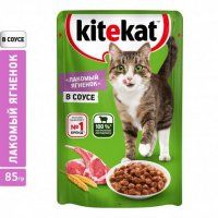 Пауч Kitekat с ягненком (кусочки в соусе). Консервы для взрослых кошек, 85 г