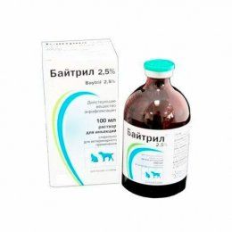 Раствор для инъекций Elanco БАЙТРИЛ 2,5% Энрофлоксацин, для кошек и собак, 100 мл