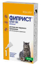 Препарат Фиприст Спот он Инсектоакарицид для кошек, 50 мг/0,50 мл, 1 пипетка