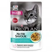 Пауч Purina Pro Plan корм для взрослых кошек с чувствительным пищеварением с океанической рыбой в соусе, 85 г