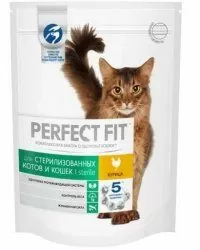 Корм Perfect Fit для стерилизованных котов и кошек, с курицей, 190 г