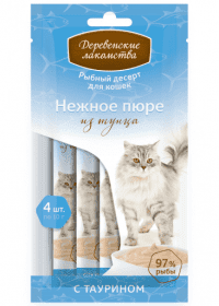 Деревенские лакомства для кошек, нежное пюре из тунца, 4х10 г