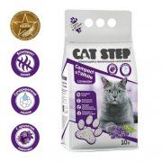 Бентонитовый комкующийся наполнитель Cat Step, с ароматом лаванды, Compact White Lavеnder, 8,4 кг (10 л)