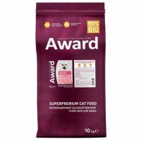 Корм AWARD для взрослых стерилизованных кошек с индейкой и курицей с добавлением клюквы и цикория, 10кг