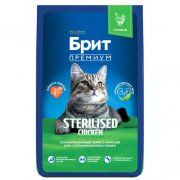 Корм Брит ПРЕМИУМ Cat Sterilized Chicken для взрослых стерилизованных кошек, Курица, 8 кг