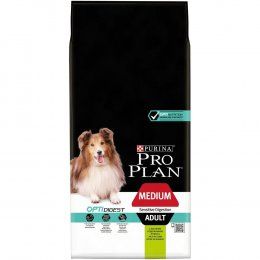 Корм PRO PLAN для взрослых собак средних пород с чувствительным пищеварением, с ягненком и рисом, 14 кг