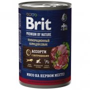 Консерва Brit для взрослых собак всех пород с мясным ассорти и потрошками, Premium by Nature, 410 г