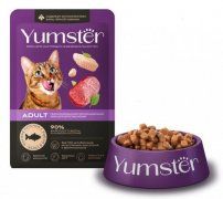 Пауч Yumster для взрослых кошек, мясные кусочки с рыбой в соусе, 85 г