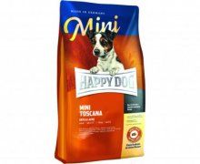Корм Happy Dog для кастрированных и малоподвижных собак миниатюрных пород с уткой, Mini Toscana 24/7,5, 4 кг