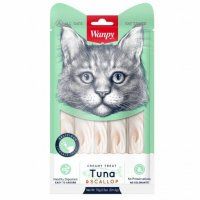 Лакомство Wanpy Cat для кошек «нежное пюре» из тунца и гребешка, 5 шт