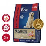 Корм Brit Premium Dog Adult Large and Giant для взрослых собак крупных и гигантских пород, Курица, 3 кг