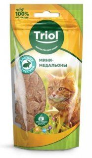 Мини-медальоны Triol для кошек из кролика с треской, 40 г