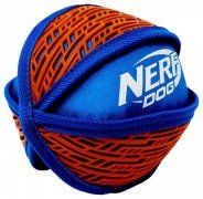 Мяч Nerf нейлоновый пищащий с узором , 15 см синий / оранжевый