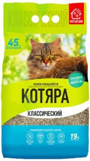 Бентонитовый комкующийся наполнитель Котяра, классический, Nature, 8 кг (19 л)