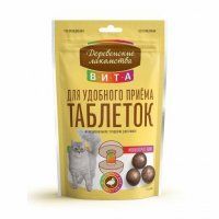 Лакомство Деревенские лакомства Вита, Угощение для удобного приёма таблеток для кошек, утка, 40 г