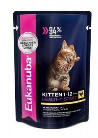 Пауч Eukanuba для котят, с курицей, 85 г
