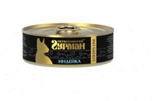 Консерва Четвероногий гурман, для кошек, с индейкой, Golden line, 100 г