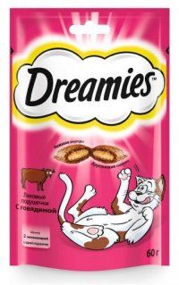 Лакомство Dreamies для взрослых кошек с говядиной, 60 г