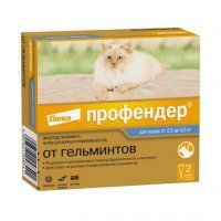 Капли Профендер от глистов, на холку, для кошек от 2,5 кг до 5 кг, 1 пипетка, 0,7 мл