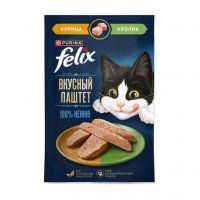Пауч Felix Вкусный паштет для кошек, курица и кролик, 75 г