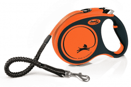 Рулетка Flexi Xtreme L ременная, черно-оранжевая, 5 м