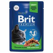 Пауч Brit Premium для кошек после стерилизации, с цыпленком, 85 г