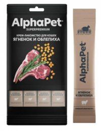 Крем-лакомство AlphaPet для кошек с ягненком и облепихой, Superpremium, 48 г