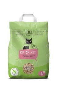 Наполнитель СиСиКэт для кошачьего туалета, древесный впитывающий, 3 кг(8 л)