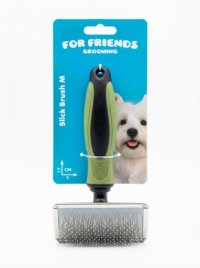 Щетка-пуходерка For Friends для животных, с каплей, рамка сталь, M, 9 см*17 см