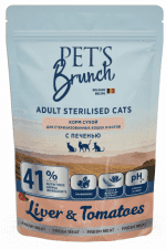 Корм Pet's Brunch, для стерилизованных взрослых кошек и котов с 6 месяцев, с печенью, 400 г