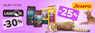 Скидка на бренды Landor -30% и Josera -25% с 21 по 27 апреля 2025!