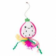 Игрушка Питахайя плюшевая с кошачьей мятой и перышками для кошек, зеленая, 19 см