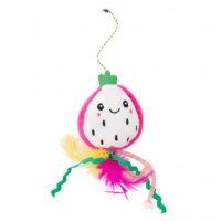 Игрушка Питахайя плюшевая с кошачьей мятой и перышками для кошек, зеленая, 19 см