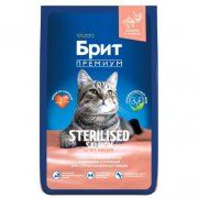 Корм Брит ПРЕМИУМ Cat Sterilized Salmon & Chicken для кастрированных котов, Лосось и курица, 8 кг