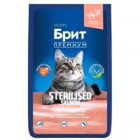 Корм Брит ПРЕМИУМ Cat Sterilized Salmon & Chicken для кастрированных котов, Лосось и курица, 8 кг