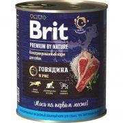 Консервы Brit, для взрослых собак всех пород, с говядиной и рисом, Premium by Nature, 850 гр