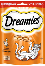 Лакомство Dreamies для взрослых кошек с курицей, 140 г